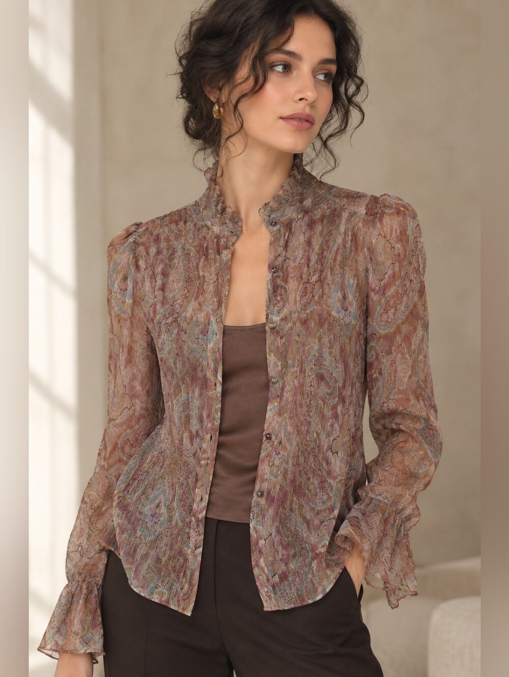 Ralph Lauren 100% Silk Paisley Blouse & Silk Cami 12 Romantic Boho Quiet Luxury